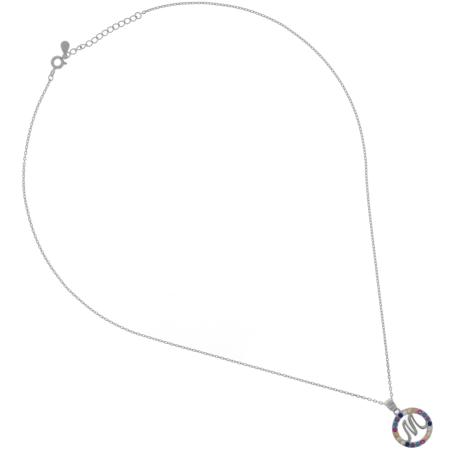 Stříbrný náhrdelník - písmeno M, barevné kulaté zirkony | Argento.cz