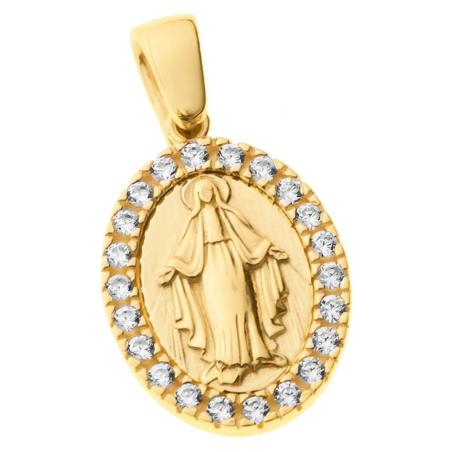 Zlatý přívěsek Zázračná medailka - čiré kulaté zirkony | Argento.cz