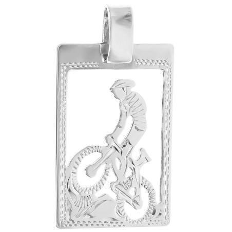 Stříbrný přívěsek - cyklista, s ručním gravírem | Argento.cz