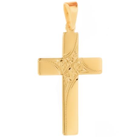 Pozlacený stříbrný přívěsek - křížek, s ručním gravírem | Argento.cz