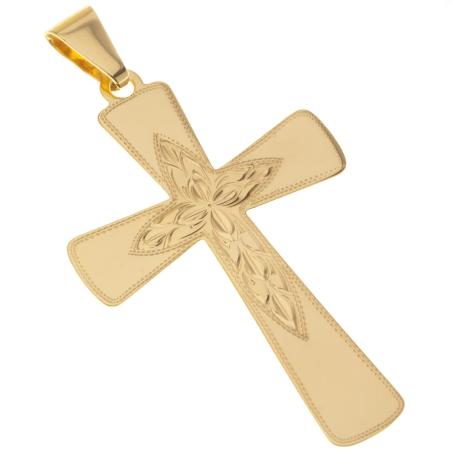 Pozlacený stříbrný přívěsek - křížek, s ručním gravírem | Argento.cz
