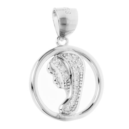 Stříbrný přívěsek - Madonka, čiré kulaté zirkony | Argento.cz
