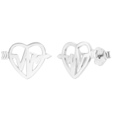 Stříbrné náušnice - srdíčka, EKG | Argento.cz