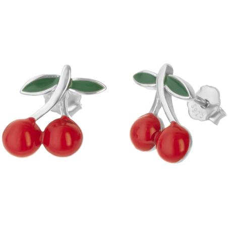Stříbrné náušnice - třešně, barevná glazura | Argento.cz