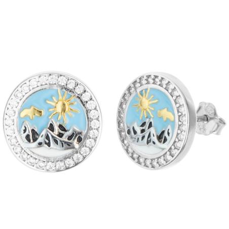 Stříbrné náušnice - hory, barevná glazura | Argento.cz