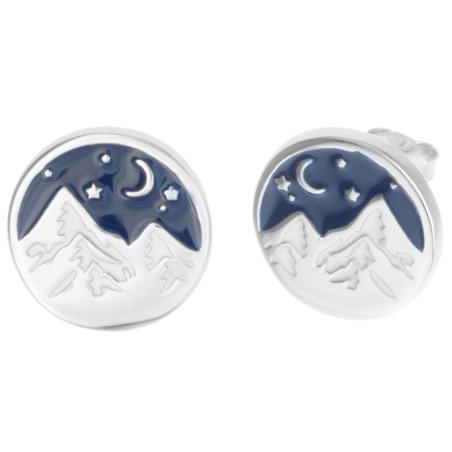 Stříbrné náušnice - hory, modrá glazura | Argento.cz