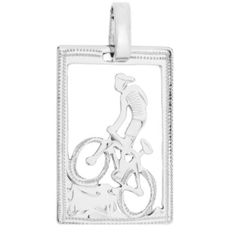 Stříbrný přívěsek - cyklista, s ručním gravírem | Argento.cz