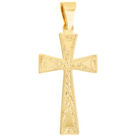 Pozlacený stříbrný přívěsek - křížek, s ručním gravírem | Argento.cz