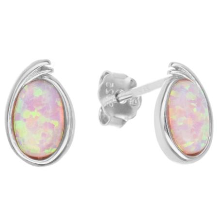 Stříbrné náušnice - oválný syntetický opál | Argento.cz