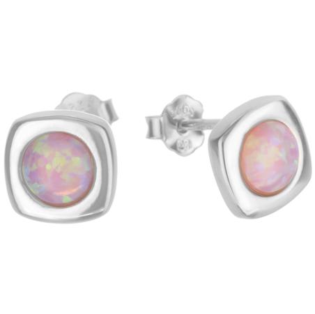 Stříbrné náušnice - kulatý syntetický opál | Argento.cz