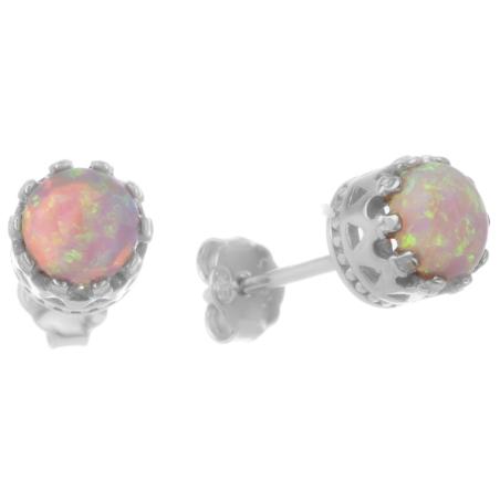 Stříbrné náušnice - kulatý syntetický opál | Argento.cz