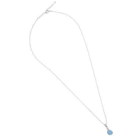 Stříbrný náhrdelník - modrý syntetický opál ve tvaru slzy, délka 43 až 46 cm | Argento.cz