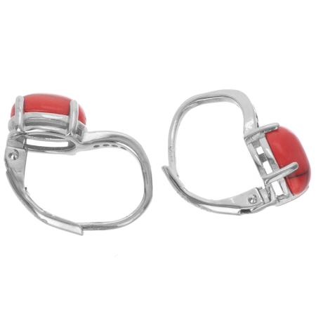 Stříbrné náušnice - přírodní kámen červený howlit | Argento.cz