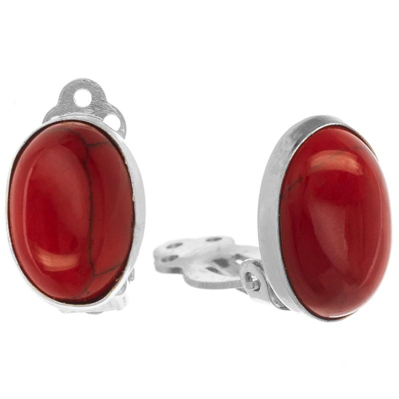 Stříbrné náušnice klipsy - přírodní kámen jaspis | Argento.cz