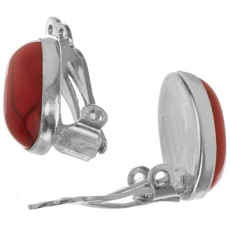 Stříbrné náušnice klipsy - přírodní kámen jaspis | Argento.cz