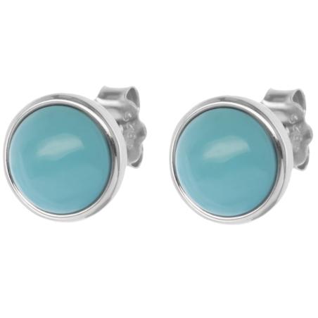 Stříbrné náušnice - kulatý přírodní kámen tyrkenit | Argento.cz