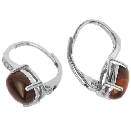 Stříbrné náušnice - přírodní kámen býčí oko | Argento.cz