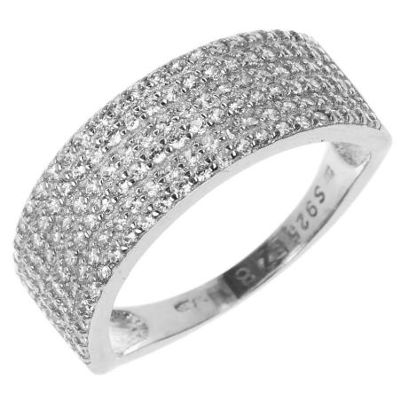 Stříbrný prsten - čiré kulaté zirkony | Argento.cz