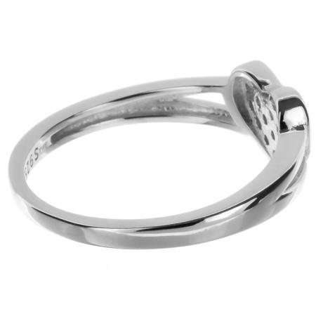 Stříbrný prsten - srdíčko, čiré kulaté zirkony | Argento.cz