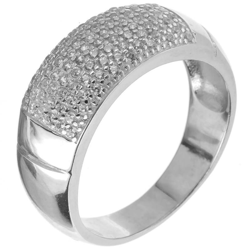 Stříbrný prsten - čiré kulaté zirkony | Argento.cz