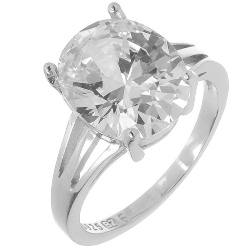 Stříbrný prsten - čirý oválný zirkon | Argento.cz