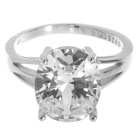 Stříbrný prsten - čirý oválný zirkon | Argento.cz