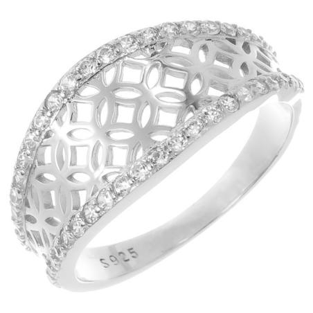 Stříbrný prsten - čiré kulaté zirkony | Argento.cz