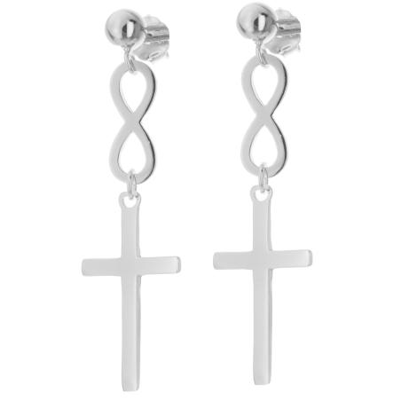 Stříbrné náušnice - nekonečno, křížek | Argento.cz