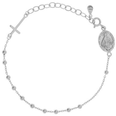 Stříbrný náramek růženec - 1 desítek, křížek, Zázračná medailka | Argento.cz