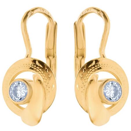 Pozlacené stříbrné náušnice - s ručním gravírem, čirý kulatý zirkon | Argento.cz