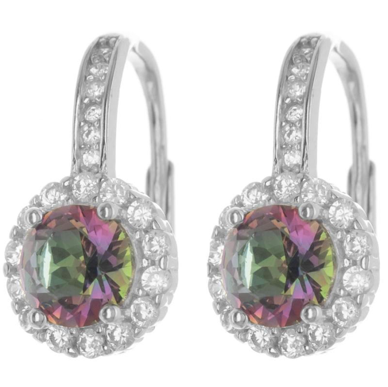 Stříbrné náušnice - kulatý zirkon vitrail light, čiré kulaté zirkony | Argento.cz