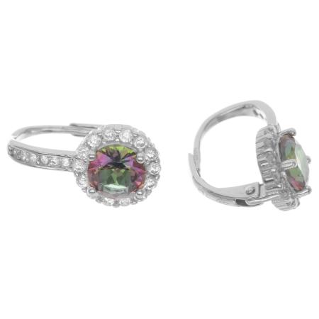 Stříbrné náušnice - kulatý zirkon vitrail light, čiré kulaté zirkony | Argento.cz