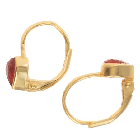 Pozlacené stříbrné náušnice - srdíčka, tmavě růžový zirkon ve tvaru srdíčka | Argento.cz