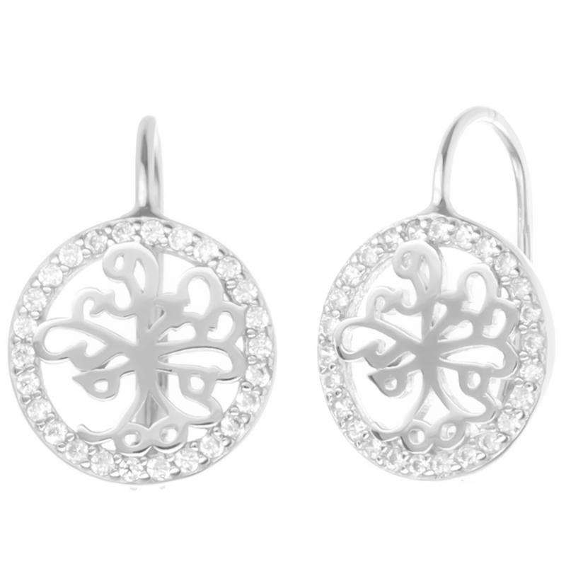 Stříbrné náušnice - strom života, čiré kulaté zirkony | Argento.cz