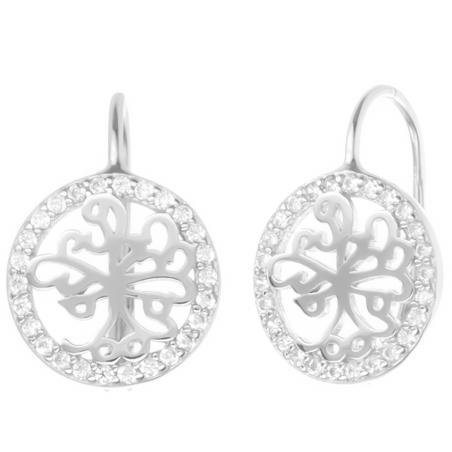 Stříbrné náušnice - strom života, čiré kulaté zirkony | Argento.cz