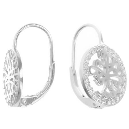 Stříbrné náušnice - strom života, čiré kulaté zirkony | Argento.cz