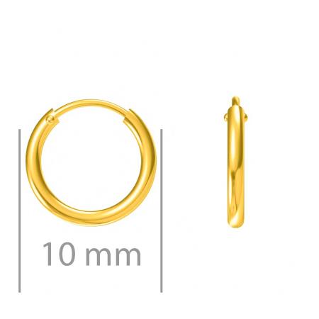Pozlacené stříbrné náušnice kroužky - 10 mm průměr | Argento.cz