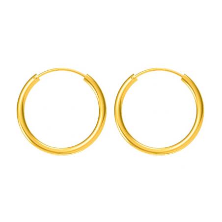 Pozlacené stříbrné náušnice kroužky - 14 mm průměr | Argento.cz