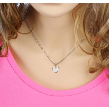 Stříbrný přívěsek - srdíčko, čiré kulaté zirkony | Argento.cz