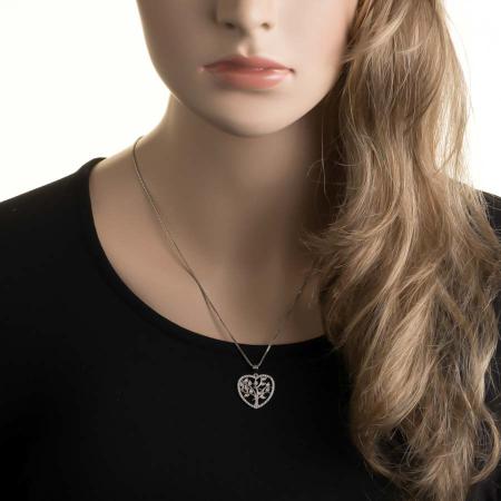Stříbrný přívěsek - strom života, srdíčko, čiré kulaté zirkony | Argento.cz
