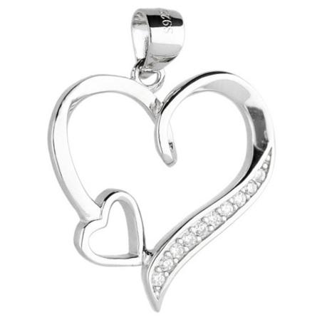 Stříbrný přívěsek - srdíčko, čiré kulaté zirkony | Argento.cz