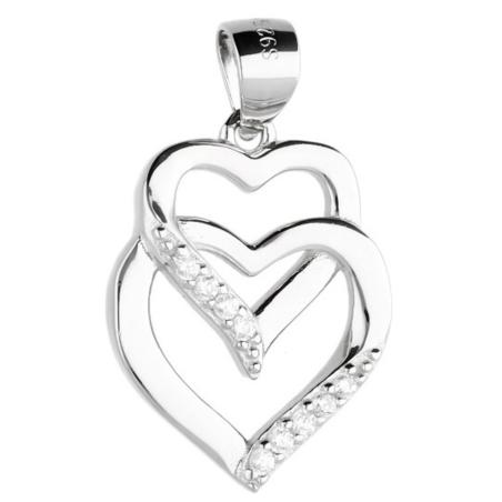 Stříbrný přívěsek - srdíčko, čiré kulaté zirkony | Argento.cz