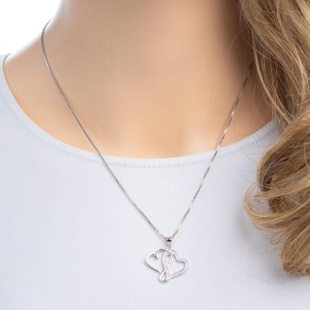 Stříbrný přívěsek - srdíčko, nekonečno, čiré kulaté zirkony | Argento.cz