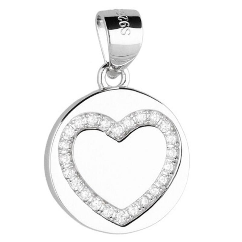 Stříbrný přívěsek - srdíčko, čiré kulaté zirkony | Argento.cz