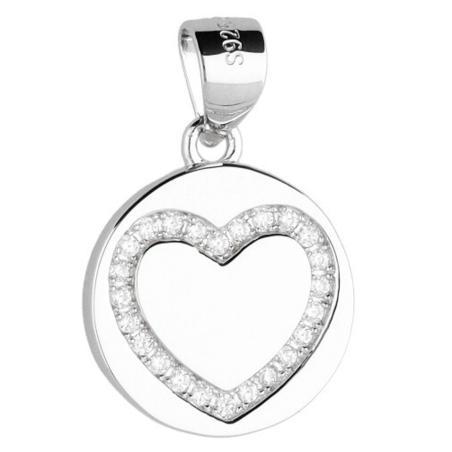 Stříbrný přívěsek - srdíčko, čiré kulaté zirkony | Argento.cz