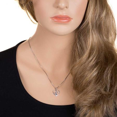 Stříbrný přívěsek - kočka, srdíčko, čirý kulatý zirkon | Argento.cz