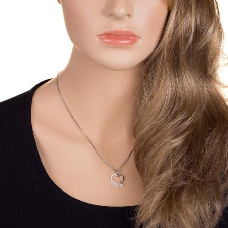 Stříbrný přívěsek - srdíčko, čiré kulaté zirkony | Argento.cz