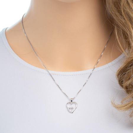 Stříbrný přívěsek - srdíčko, čiré kulaté zirkony | Argento.cz