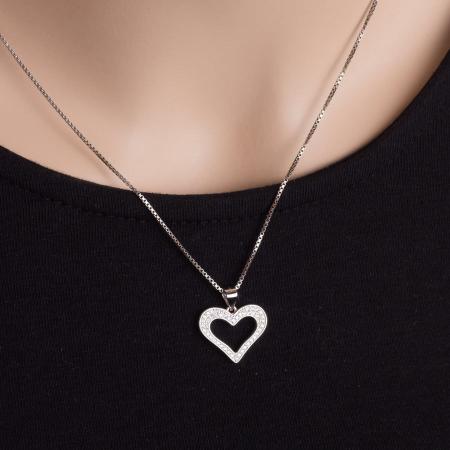 Stříbrný přívěsek - srdíčko, čiré kulaté zirkony | Argento.cz