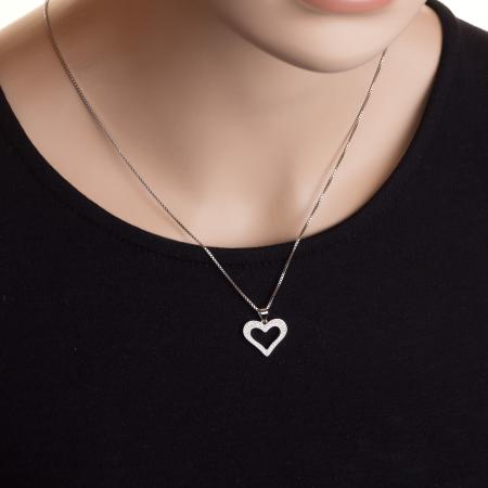 Stříbrný přívěsek - srdíčko, čiré kulaté zirkony | Argento.cz